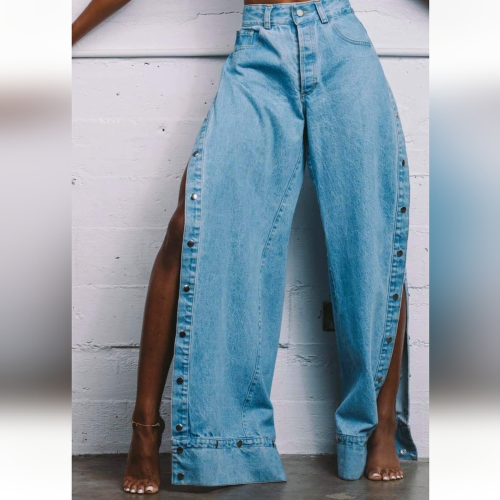 Highlight Oh Snap Side Wide Leg Statement Jeans – 2X (Approx Size 14–16) - Picture 2 of 8